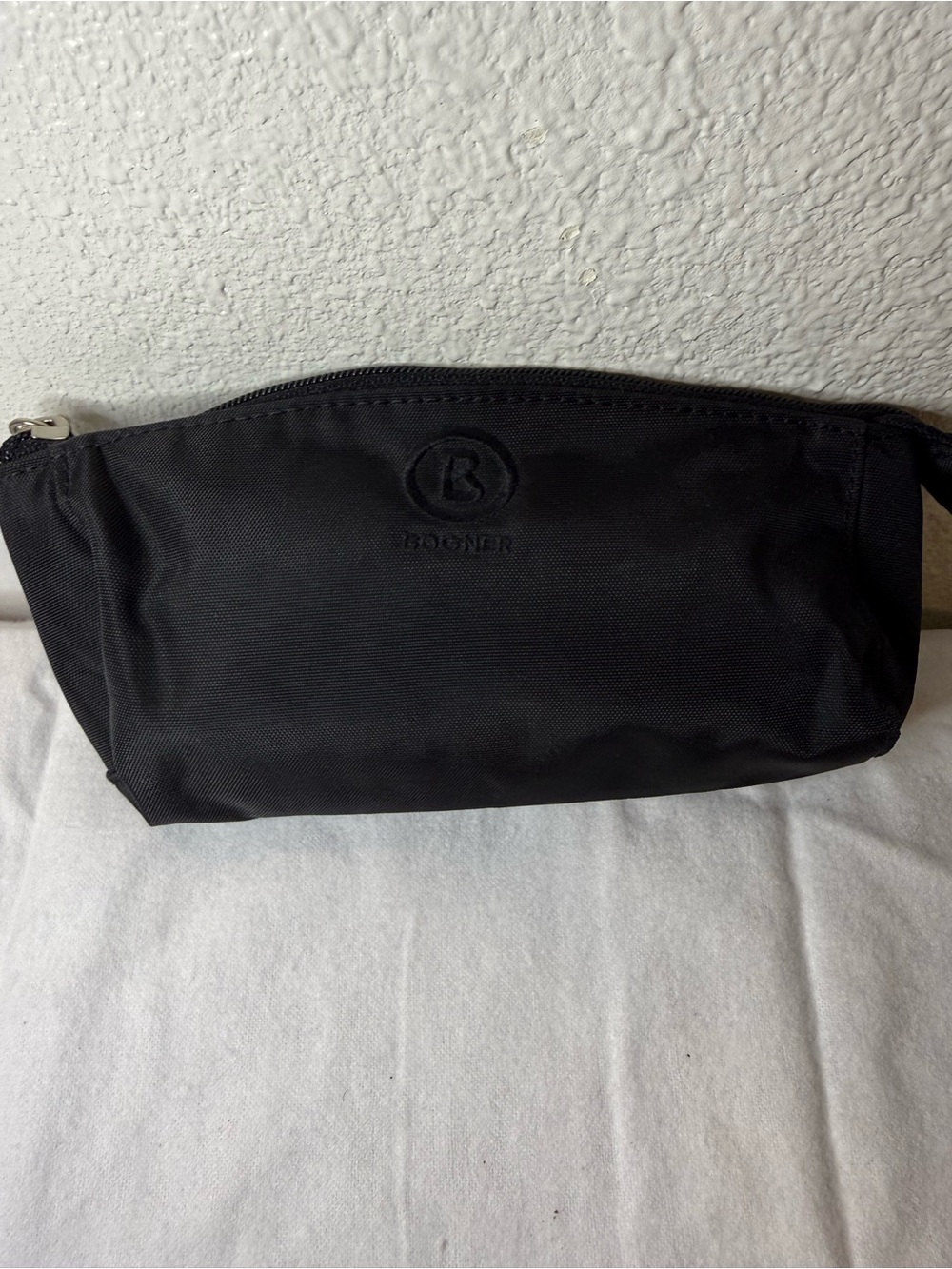 Bogner Black Travel Cosmetic Bag Nylon Zip Pouch Organizer